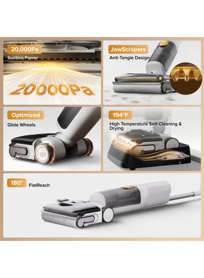 Roborock F25 RT Gen 2 Vacuum Mop, Wet Dry Cordless Vacuum Cleaner with Upgraded Larger Wheels, 20000Pa Floor Cleaner Machine for Hard Floor, Edge to Edge Self Cleaning Electric Mop with 180° Lie-Flat - Image 3
