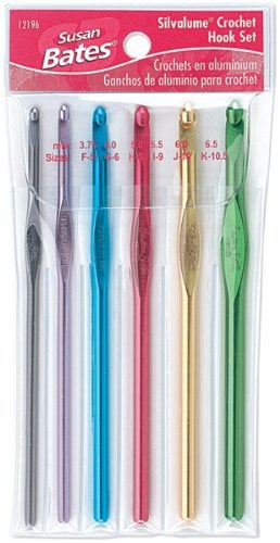 Susan Bates Silvalume Crochet Hook Set in Pouch Sizes F G H I J K