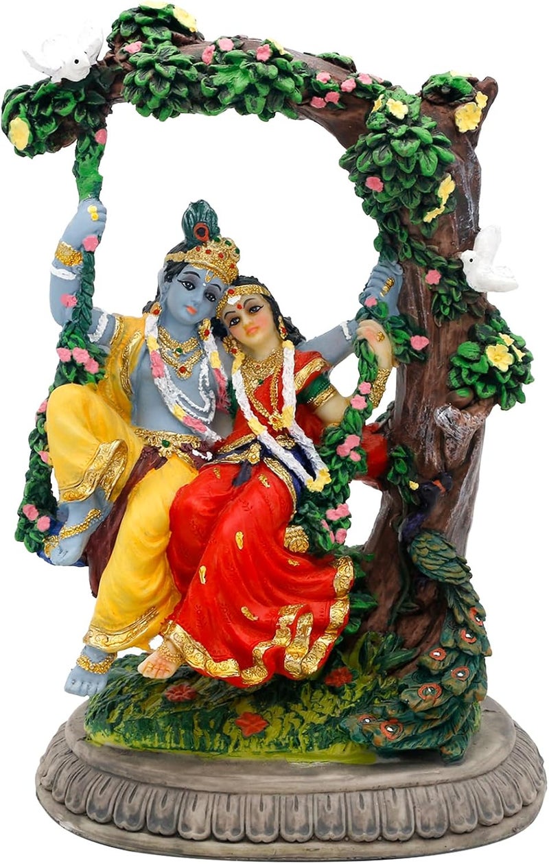 alikiki Radha Krishna Idol Statue - Hindu God Statue India Murti Item Home Office Temple Mandir Shrine Altar Pooja Decor Wedding Diwali Puja Gifts for Indian Friends Relative - Image 1