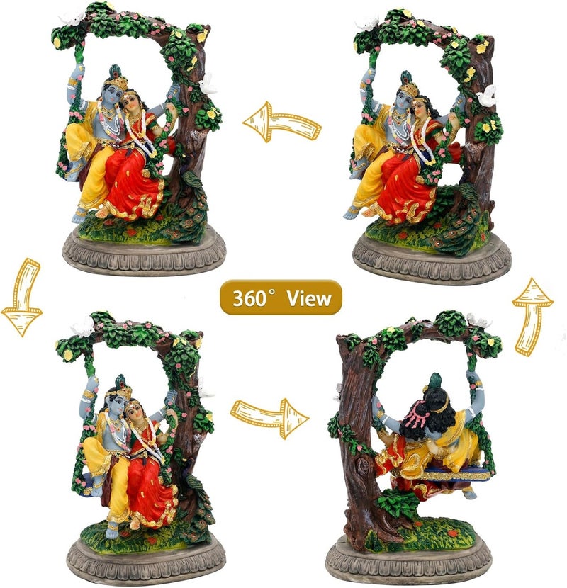 alikiki Radha Krishna Idol Statue - Hindu God Statue India Murti Item Home Office Temple Mandir Shrine Altar Pooja Decor Wedding Diwali Puja Gifts for Indian Friends Relative - Image 2