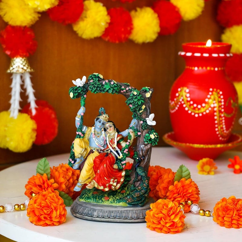 alikiki Radha Krishna Idol Statue - Hindu God Statue India Murti Item Home Office Temple Mandir Shrine Altar Pooja Decor Wedding Diwali Puja Gifts for Indian Friends Relative - Image 3