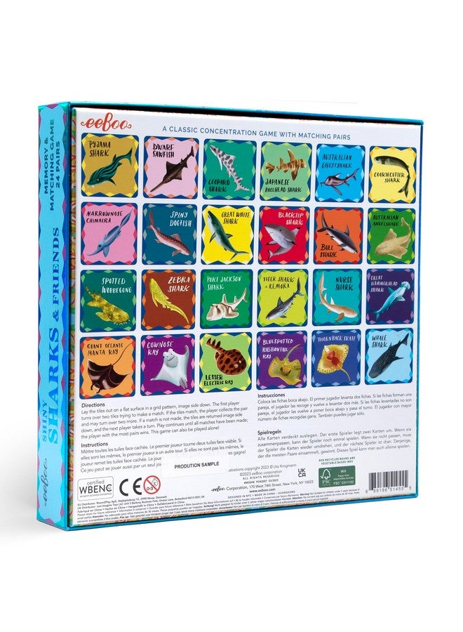 eeBoo: Memory & Matching Game: Shiny Sharks & Friends - 24 Matching Pairs, Educational Preschool Game, Kids Ages 3+, 1-4 Players - Image 2