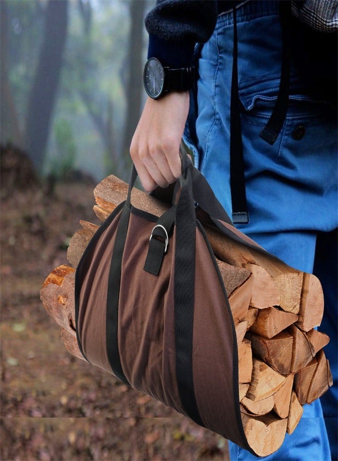 Generic Log Carrier for Firewood Waxed Durable Fireplace Wood Holder Tote Bag - Image 1