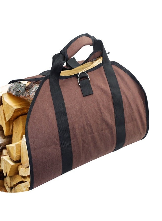 Generic Log Carrier for Firewood Waxed Durable Fireplace Wood Holder Tote Bag - Image 3