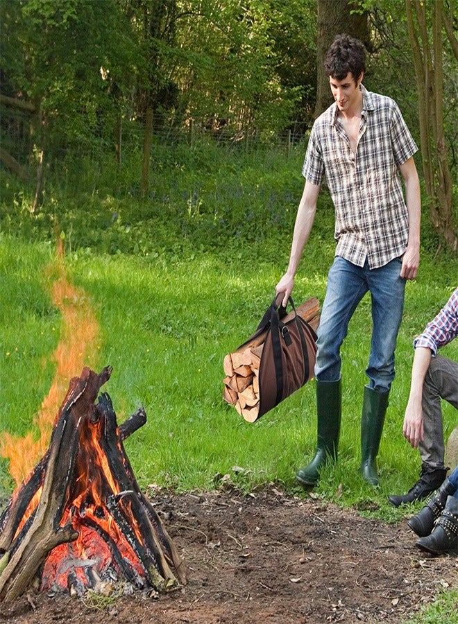 Generic Log Carrier for Firewood Waxed Durable Fireplace Wood Holder Tote Bag - Image 2