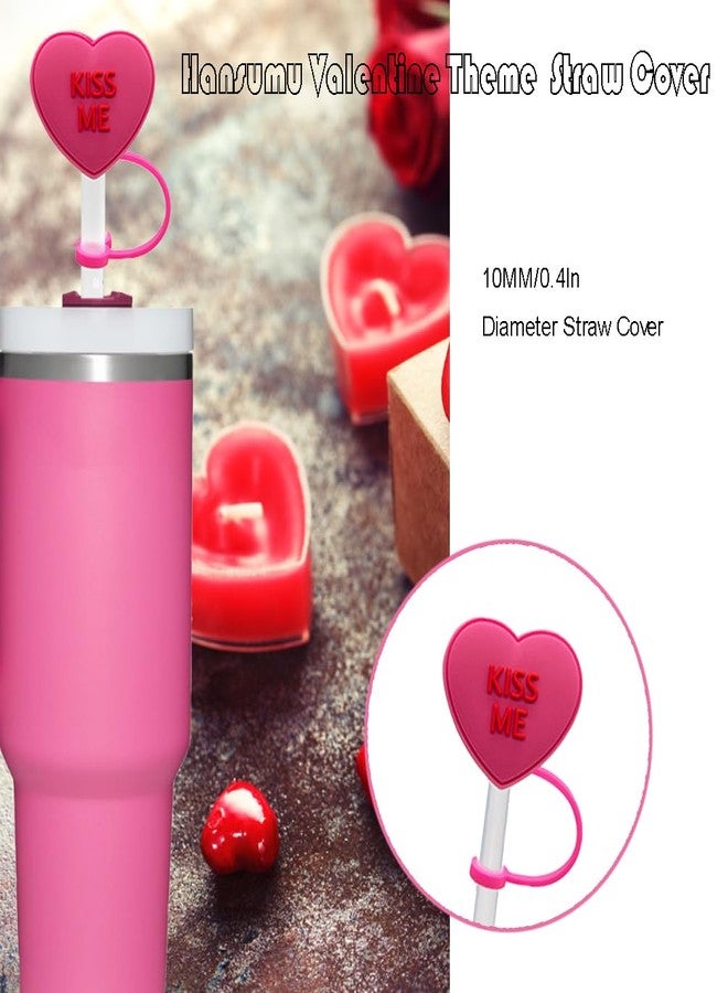 HANSAMU 8 PCS 10MM Valentine Straw Cover Cap for Cup, Heart Silicone Straw Topper for 30&40 Oz Tumbler with Handle, 0.4in Dust-Proof Reusable Straw Tips Lids for Valentine's Day Gifts - Image 5