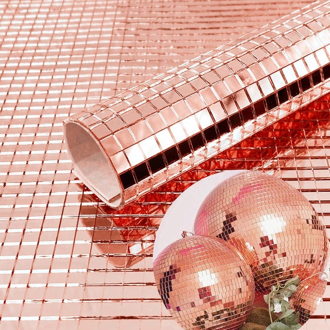 REAL GLASS SILVER MIRRORS MOSAIC TILES STICKER FOR CRAFT SQUARE GLASS TILES SELF ADHESIVE5MM BY 5MM ROSE GOLD 2400PCS