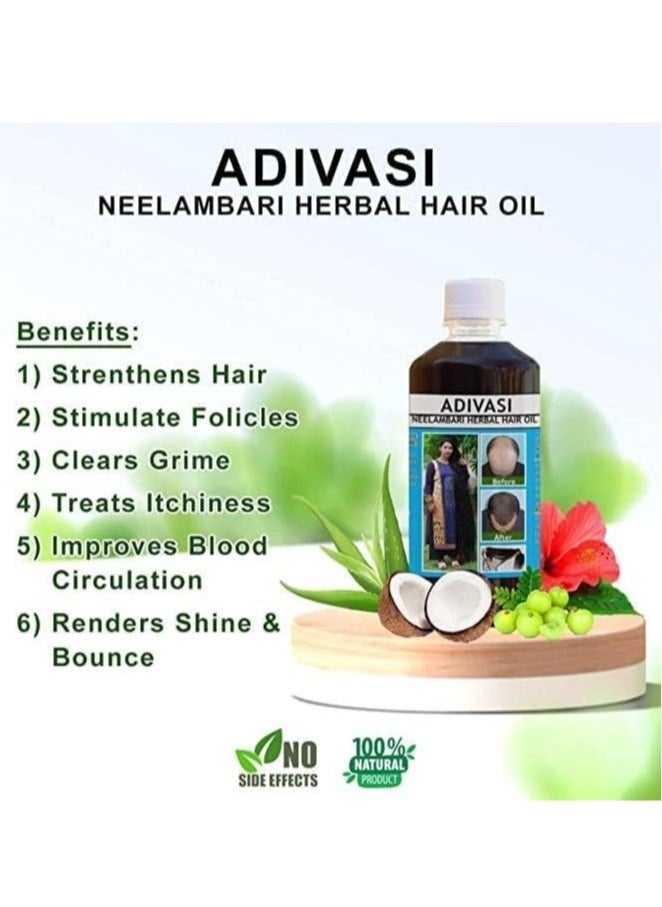Adivasi Neelambari - Ayurvedic Hair Care Adivasi Herbal Hair Oil Made By Pure Adivasi Ayurvedic Herbs, 250Ml - Image 1