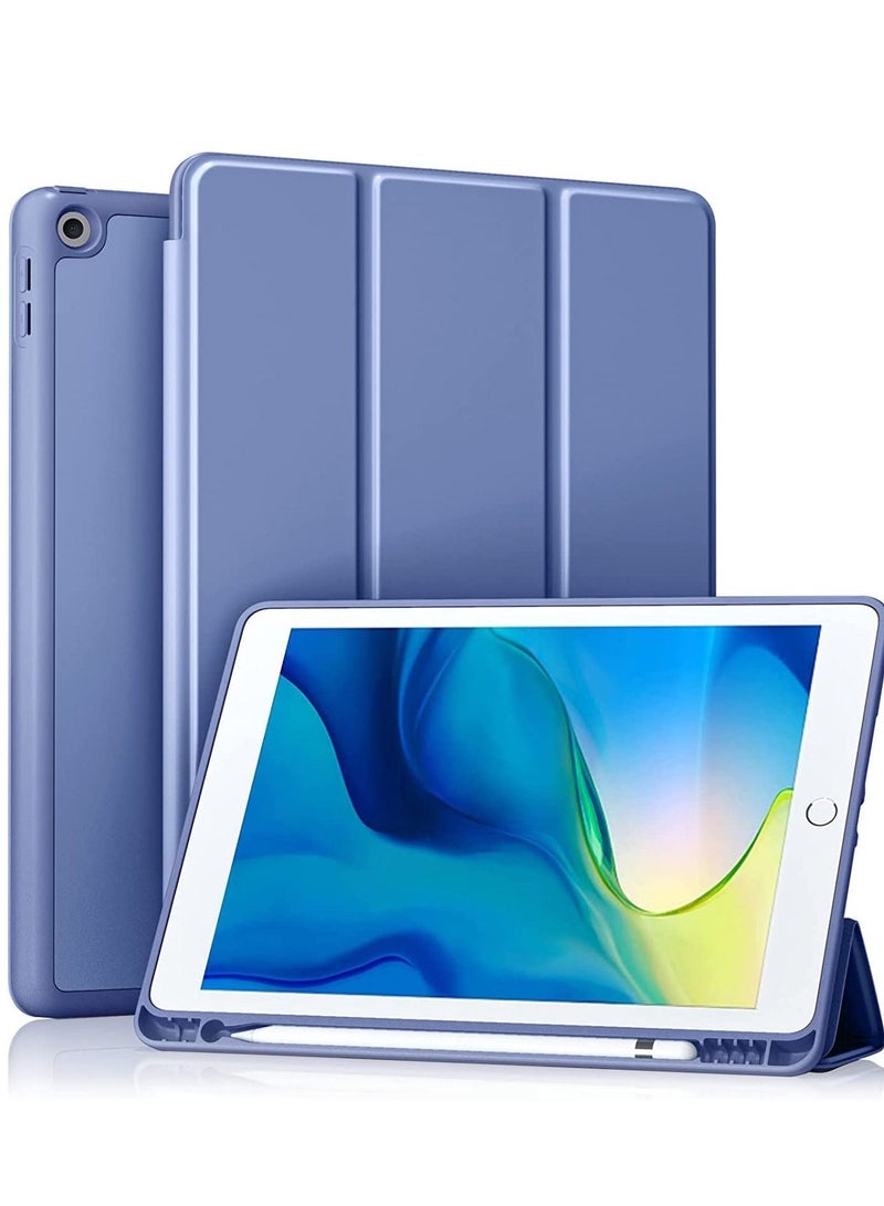iPad 9th/8th/7th Generation case (2021/2020/2019) iPad 10.2-Inch Case with Pencil Holder [Sleep/Wake] Slim Soft TPU Back Smart Magnetic Stand Protective Cover Cases (Blue Purple) - Image 1