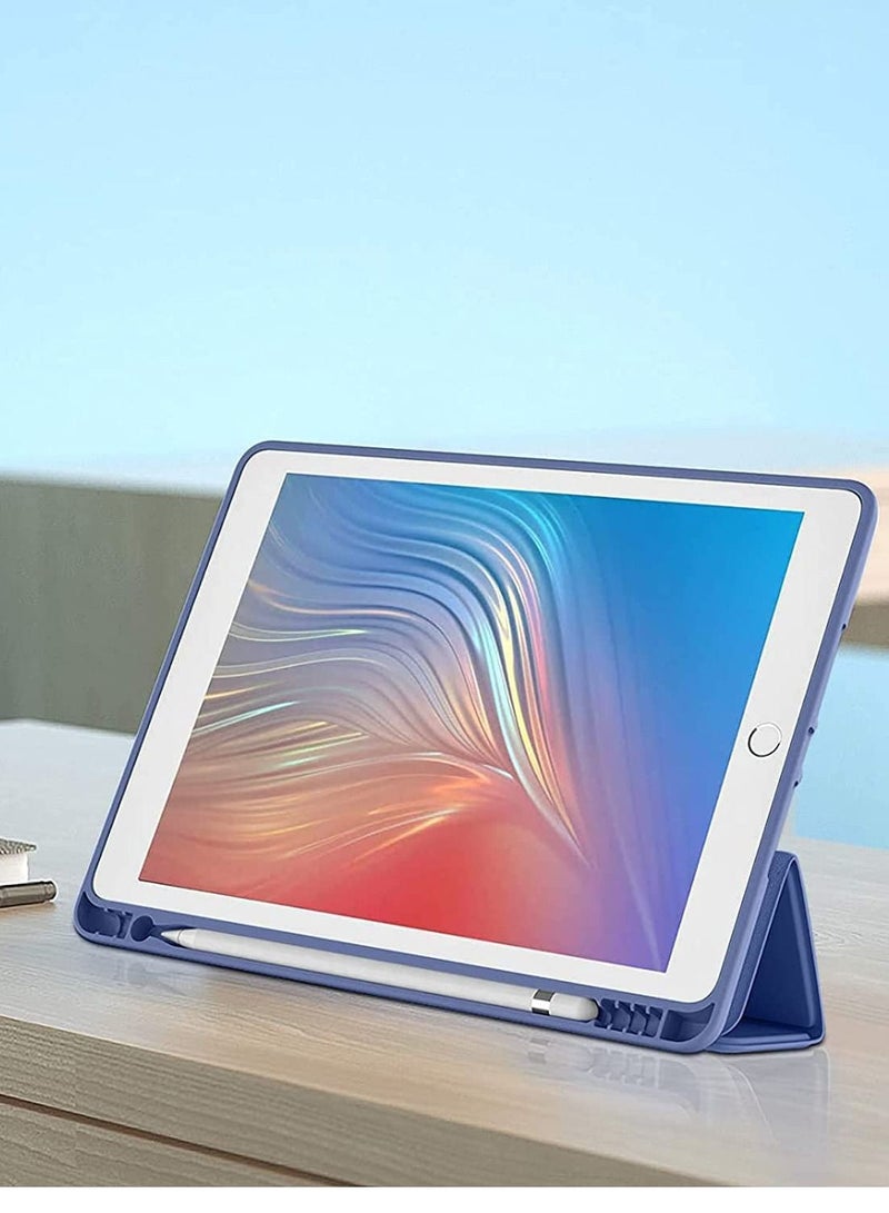 iPad 9th/8th/7th Generation case (2021/2020/2019) iPad 10.2-Inch Case with Pencil Holder [Sleep/Wake] Slim Soft TPU Back Smart Magnetic Stand Protective Cover Cases (Blue Purple) - Image 5
