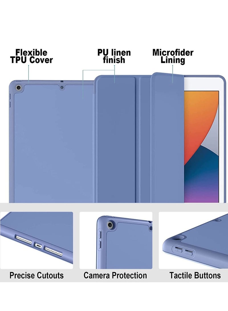 iPad 9th/8th/7th Generation case (2021/2020/2019) iPad 10.2-Inch Case with Pencil Holder [Sleep/Wake] Slim Soft TPU Back Smart Magnetic Stand Protective Cover Cases (Blue Purple) - Image 3