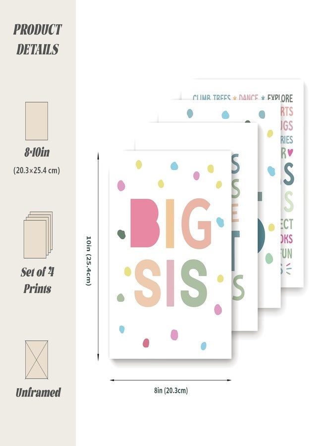 LARTSFRO Brother and Sister Make The Best Friends Wall Art Decor Posters, Baby Boys Gril Nursery Room Playroom Bedroom Bathroom Wall Art Decor, Inspirational Decor for Big Sister Little Brother Nursery Toddler Baby, Gifts for Kids 10x8 Inch Set of 4 Pcs (UNFRAMED) - Image 2