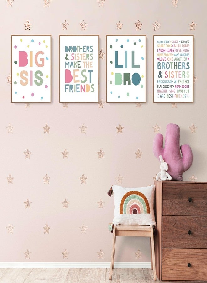 LARTSFRO Brother and Sister Make The Best Friends Wall Art Decor Posters, Baby Boys Gril Nursery Room Playroom Bedroom Bathroom Wall Art Decor, Inspirational Decor for Big Sister Little Brother Nursery Toddler Baby, Gifts for Kids 10x8 Inch Set of 4 Pcs (UNFRAMED) - Image 3
