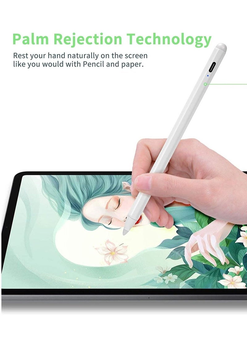 iPad Pen for Apple iPad Pro/Air/Mini Pencil,1.5mm Palm Rejection Active Stylus for 2018-2022 iPad Pro 11/12.9 ,iPad Air 5th/4th/3rd,iPad 9/8/7/6th iPad Mini 6th/5th for Precise Writing Drawing White - Image 2