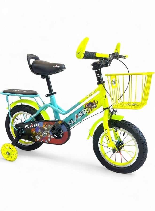 فلاش دراجة فلاش كيدز للأولاد ، اللون اصفر فسفوري، مقاس 12 من سن 3 سنوات ل5 سنوات - الوكيل الرسمي في مصر لشركة GTG TOYS - Image 1