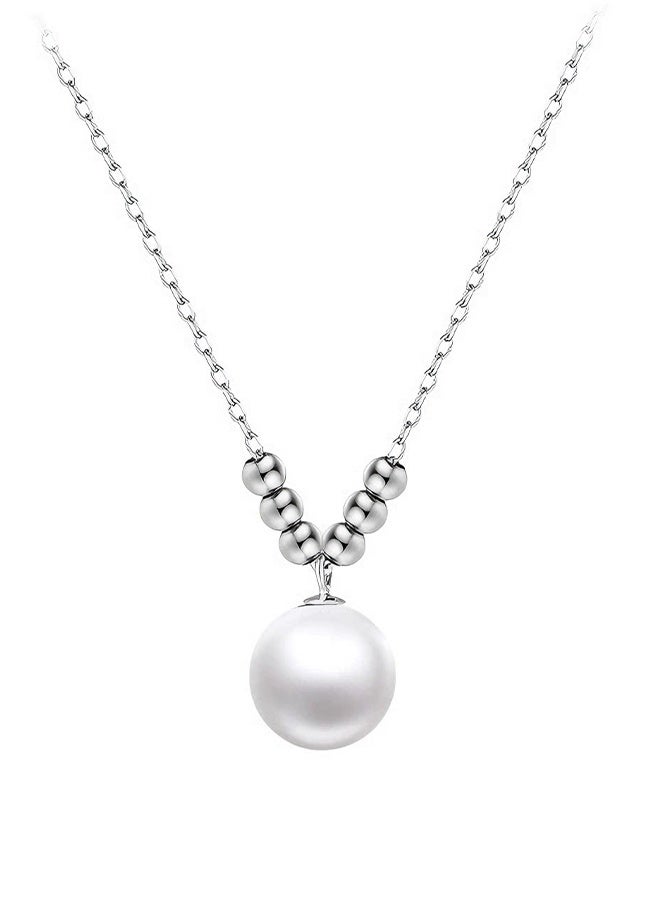 Happy D Pearl Necklace 925 Sterling Silver Choker Necklace Silver Choker Chain Pearl Pendant Necklace Simple Necklace Chain Jewelry for Women Teen Girls - Image 4