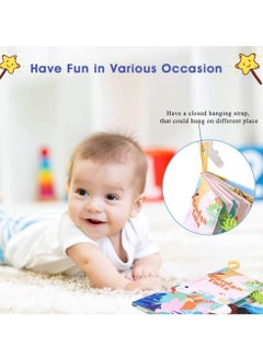KASTWAVE Soft Baby Book for Babies 0-3-6-12 Months, Interactive 3D Baby Cloth Books, Newborn Toys Gifts Car Seat Toys Hanging Toys Crinkle Tail Book for Baby Present  - Image 3