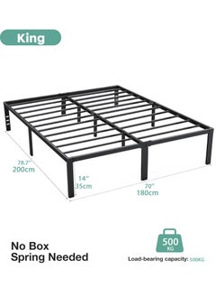 Yanara 180x200 cm Metal Platform Family Bed Frame with Storage Space, 35 cm Height, Heavy Duty Steel Support, Easy Assembly, No Box Spring Needed  - Image 4