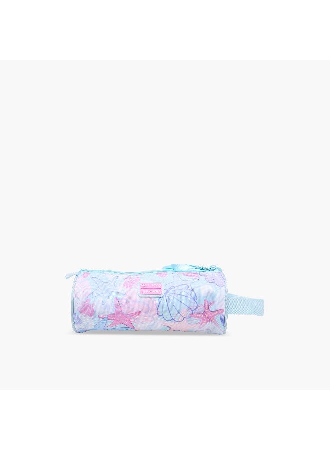 Roll road Pouch-I Love Sea Life-1 Cmprt--Girls (Polyester) Blue \ 22X12X5 - Image 3
