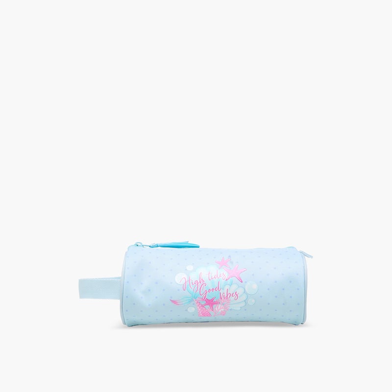 Roll road Pouch-I Love Sea Life-1 Cmprt--Girls (Polyester) Blue \ 22X12X5 - Image 1