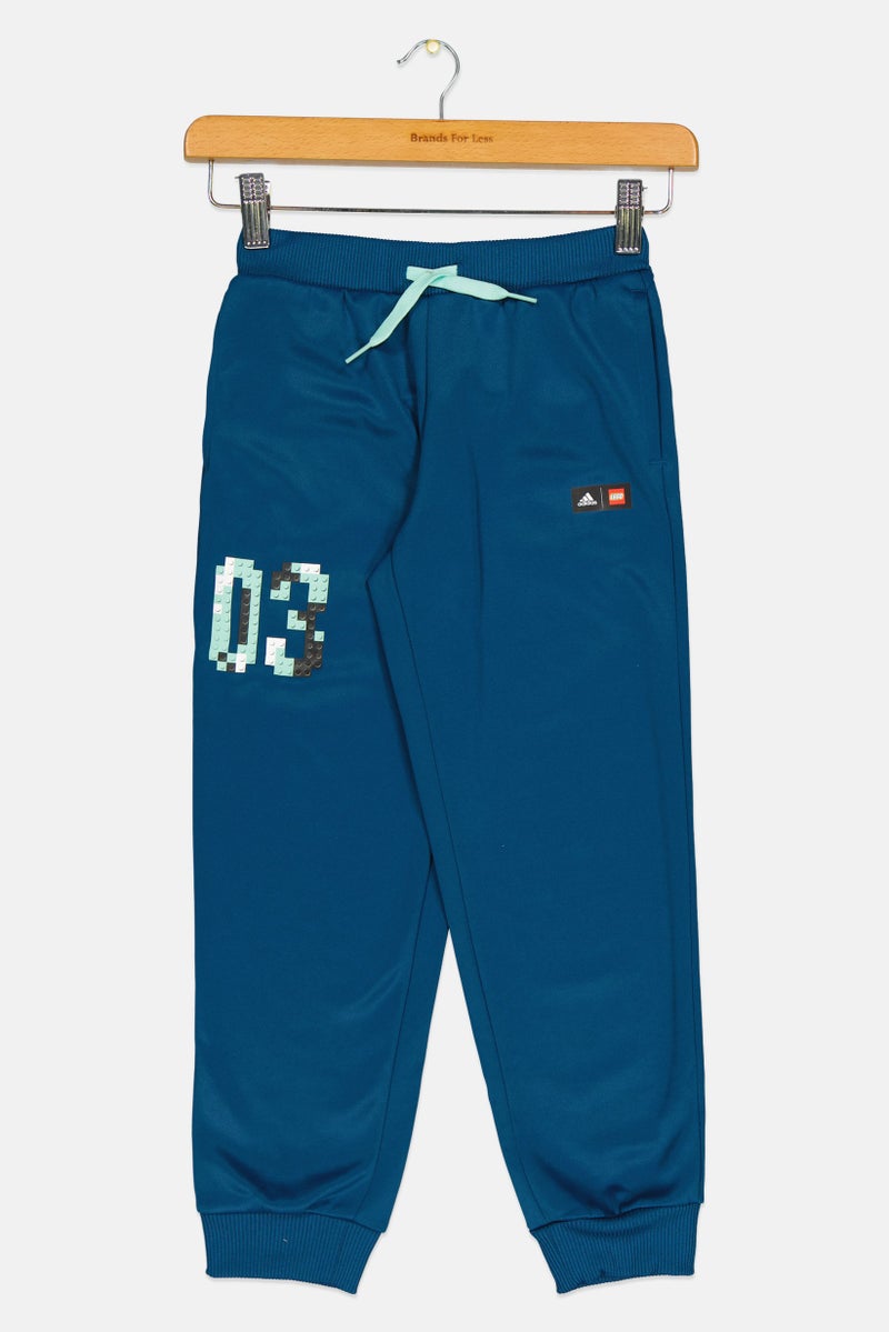 Adidas Adidas X Lego Kids Boy Sportswear Fit Outdoor Sweatpants, Teal Blue - Image 1