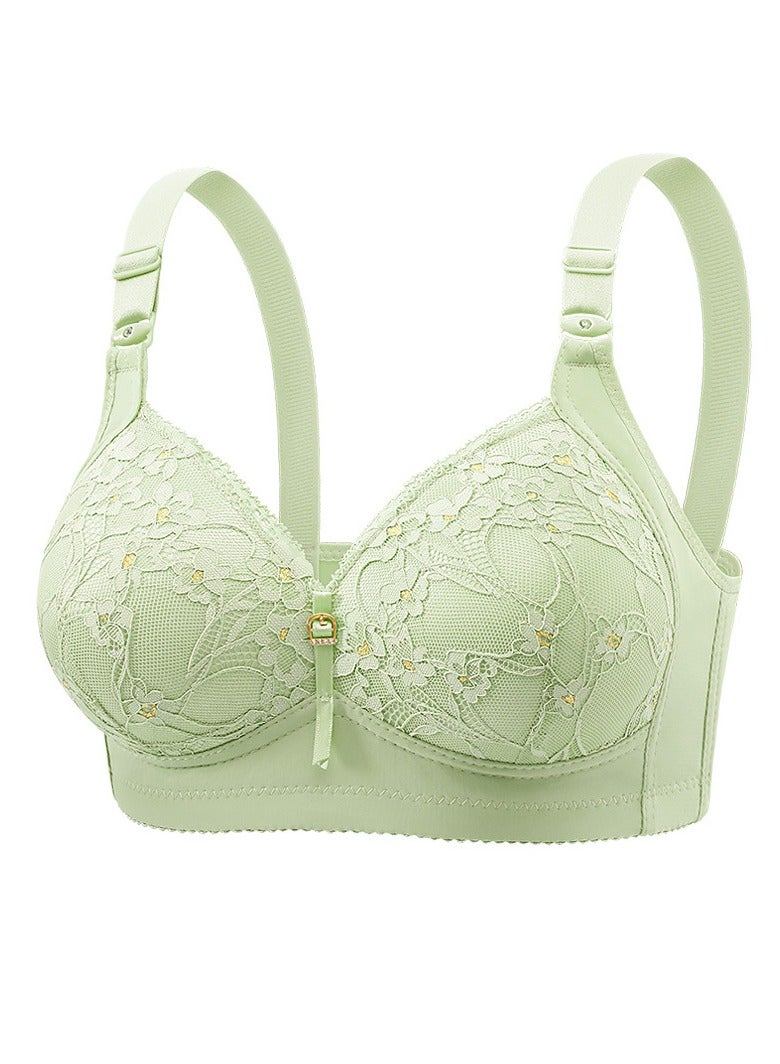Womens Soft Breathable Bras Unpadded Wireless Lace Bra Light Green