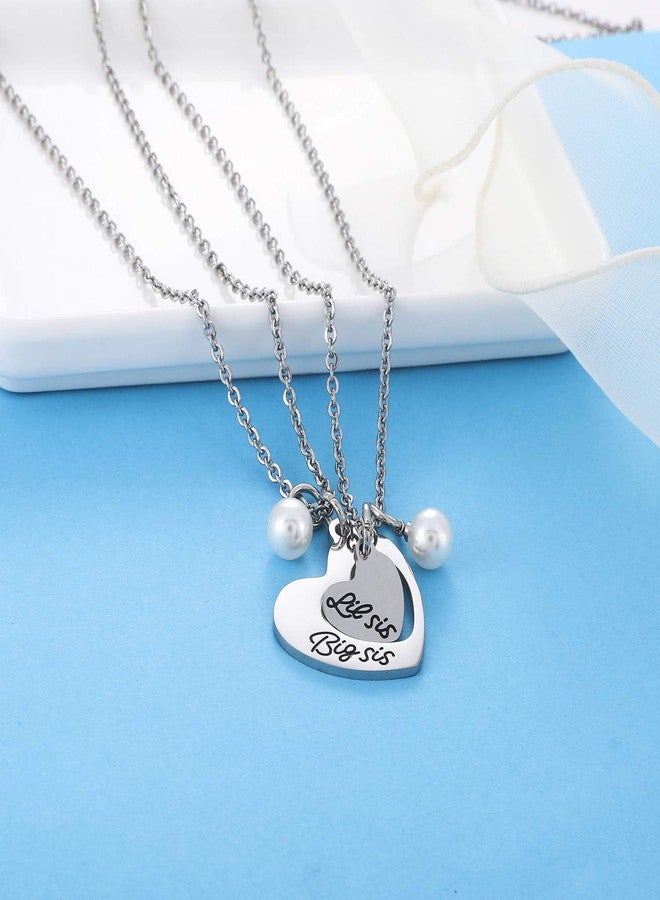 Nimteve Big Sis Lil Sis Necklaces Set - 2pcs Heart Pendant Necklaces for Sisters, Best Friends - Christmas Gifts - Image 3