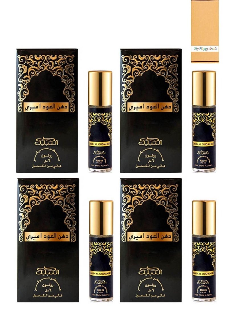 Nabeel 4 Pcs Nabeel Dahn Al Oud Amiri Alcohol Free Roll On Oil Perfume 6ML - Image 1