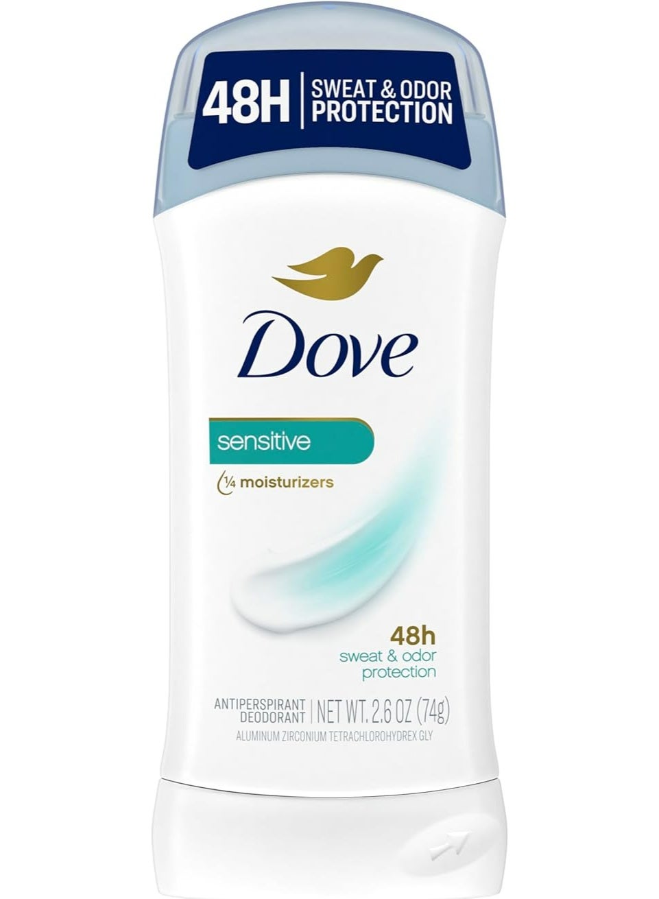Dove Sensitive Fragrance-Free Antiperspirant Deodorant Stick – Gentle All-Day Sweat Protection – 74 g