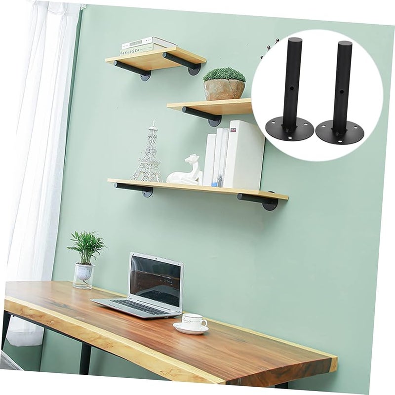 STOBOK 2 Pack Industrial Iron Shelf Brackets Rustic Wall Mounted Floating Shelf Supports - Image 3