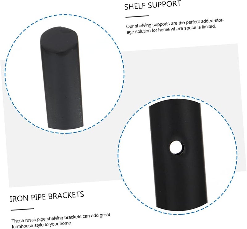 STOBOK 2 Pack Industrial Iron Shelf Brackets Rustic Wall Mounted Floating Shelf Supports - Image 4