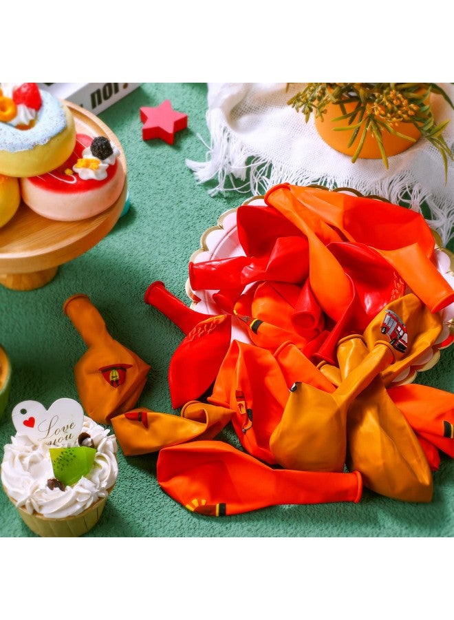 Aoriher 45 Pcs Latex Fire Truck Balloons Fire Truck Birthday Party Balloons Orange Red Yellow Firefighter Birthday Party Decorations for Kids Rescue Theme Decorations, Firefighter Favor Supplies - Image 3