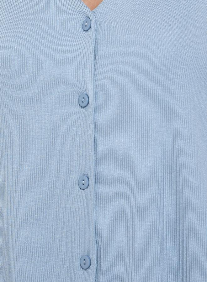 ستايلي طقم بيجاما من بنطال وبلوزة بياقة مفتوحة مع أزرار - Image 3