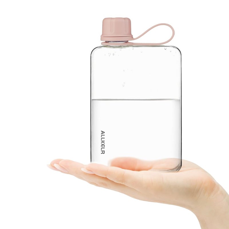 ALLKELR Portable Flat Water Bottle,BPA Free Reusable Tritan Plastic Travel Water Bottle Cup,Lightweight Leakproof Slim Water Bottle Fits Purse,Backpacking, Hiking (Pink, 17 oz) - Image 2
