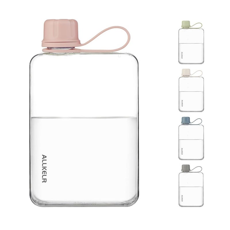 ALLKELR Portable Flat Water Bottle,BPA Free Reusable Tritan Plastic Travel Water Bottle Cup,Lightweight Leakproof Slim Water Bottle Fits Purse,Backpacking, Hiking (Pink, 17 oz) - Image 3