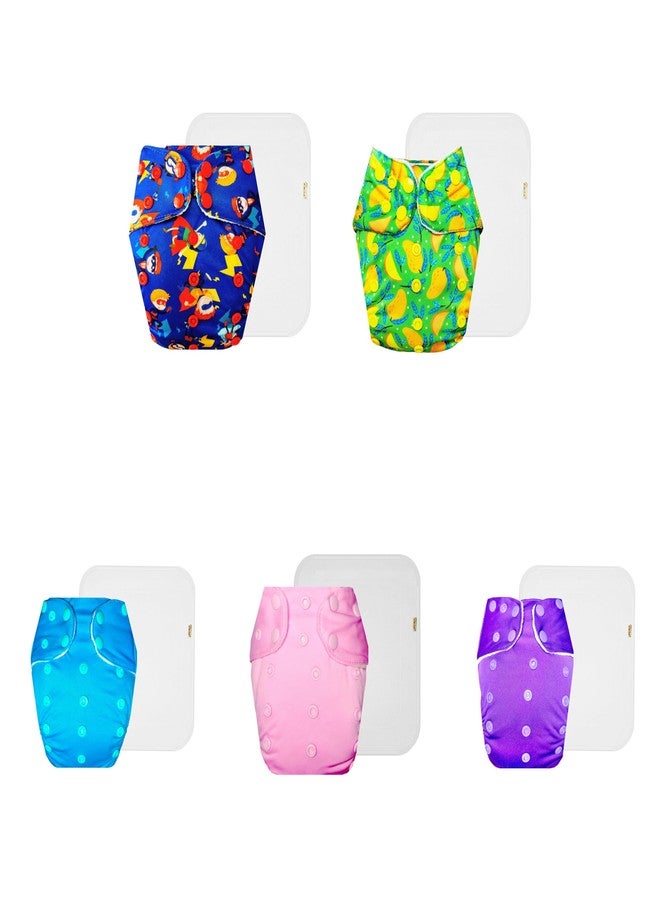 Dumbledo Premium Cloth Diaper with Cotton Insert (Pack of 5) | Dry Feel and Comfortable | Breathable | Easy to Clean | Everyday Diapering Essential | 3 Months - 3 Years | Unisex Baby - Image 1