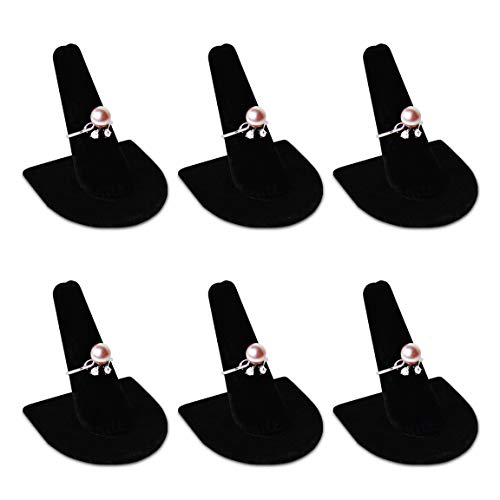 MOOCA 6 Pcs Set Finger Ring Stand Jewelry Display Holder Showcase Velvet Ring Storage Drawer Jewelry Stands for Shows, Black Velvet - Image 1