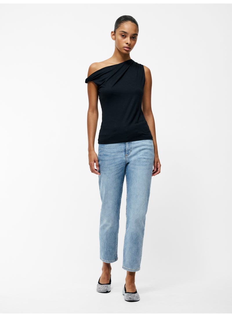 French Connection Sia Jersey Asymmetric Draped Top  - Image 3