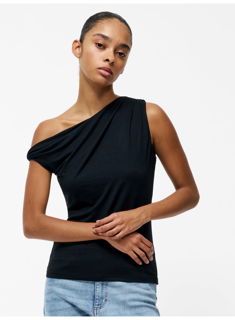 French Connection Sia Jersey Asymmetric Draped Top  - Image 5