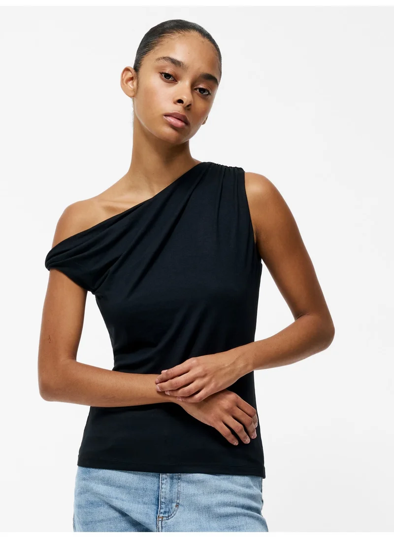 French Connection Sia Jersey Asymmetric Draped Top