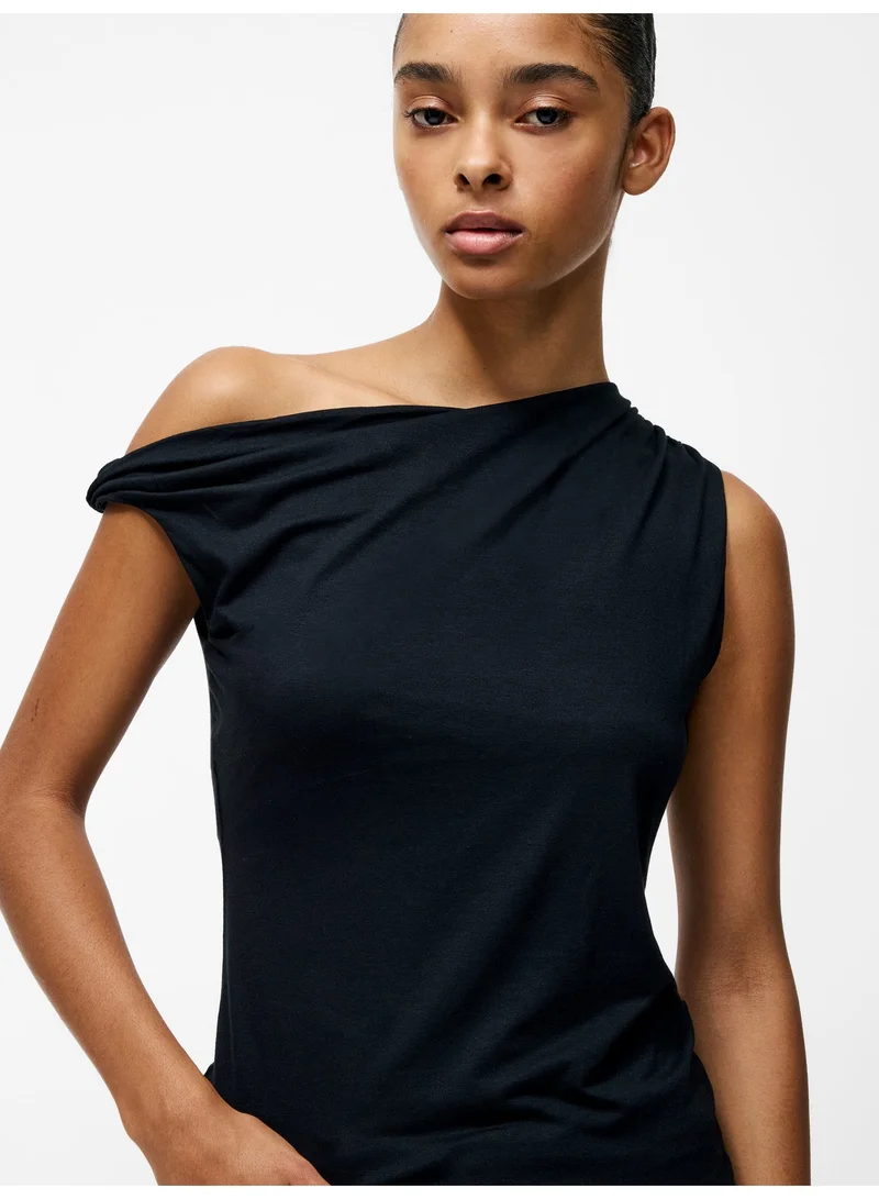 Sia Jersey Asymmetric Draped Top