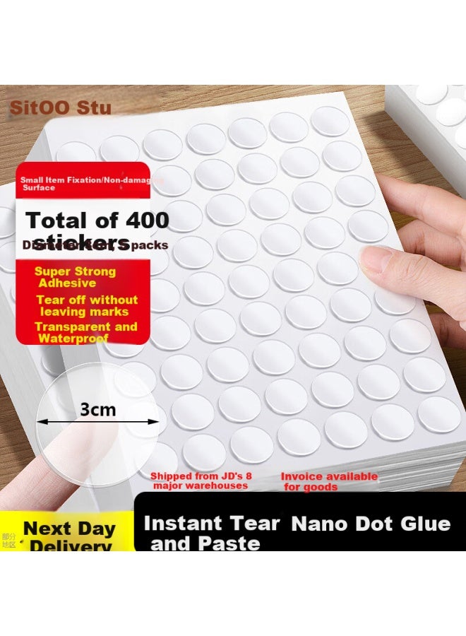 Sitoo Nano Dot Glue Transparent Traceless Adhesive Dots Multi-functional Double-sided Adhesive Stickers Round Diameter 30mm 400 Pieces/bag - Image 1