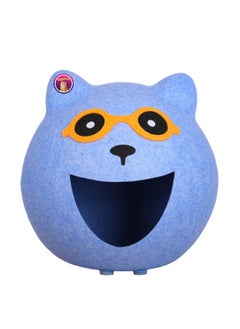 HAPPY PUSS Cat House, pet cave cat head design, solid comfortable felt kennel, enclosed cat cave, durable and washable pet house- blue color  - Image 1