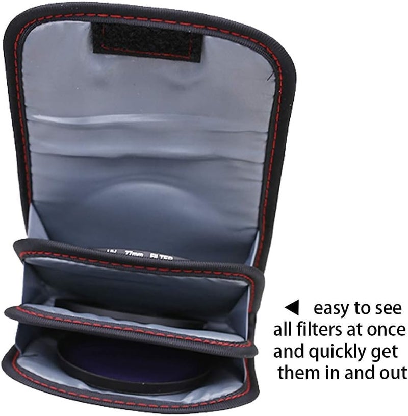 DomeStar Filter Case, 2PCS 3-Pocket Camera Lens Filter Carry Case Professional Photography Filter Holder Belt Bag Pouch Water-resistant and Dustproof Design for 25mm-82mm Filters - Image 4