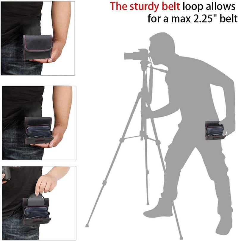DomeStar Filter Case, 2PCS 3-Pocket Camera Lens Filter Carry Case Professional Photography Filter Holder Belt Bag Pouch Water-resistant and Dustproof Design for 25mm-82mm Filters - Image 3
