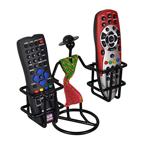 D&V ENGINEERING - Creative in innovation D&V Engineering Metal Stylish Lady Design Tabletop Remote Holder/Stand/Organiser | Living Room Showpiece for TV, AC, DVD, DTH Remotes | Holds 2 Remotes (Green & Pink) - Image 2