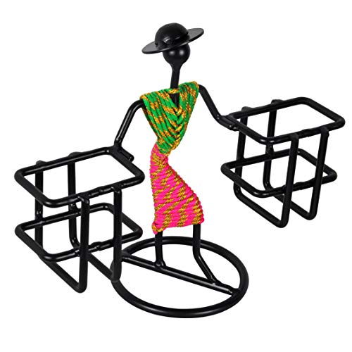 D&V ENGINEERING - Creative in innovation D&V Engineering Metal Stylish Lady Design Tabletop Remote Holder/Stand/Organiser | Living Room Showpiece for TV, AC, DVD, DTH Remotes | Holds 2 Remotes (Green & Pink) - Image 4