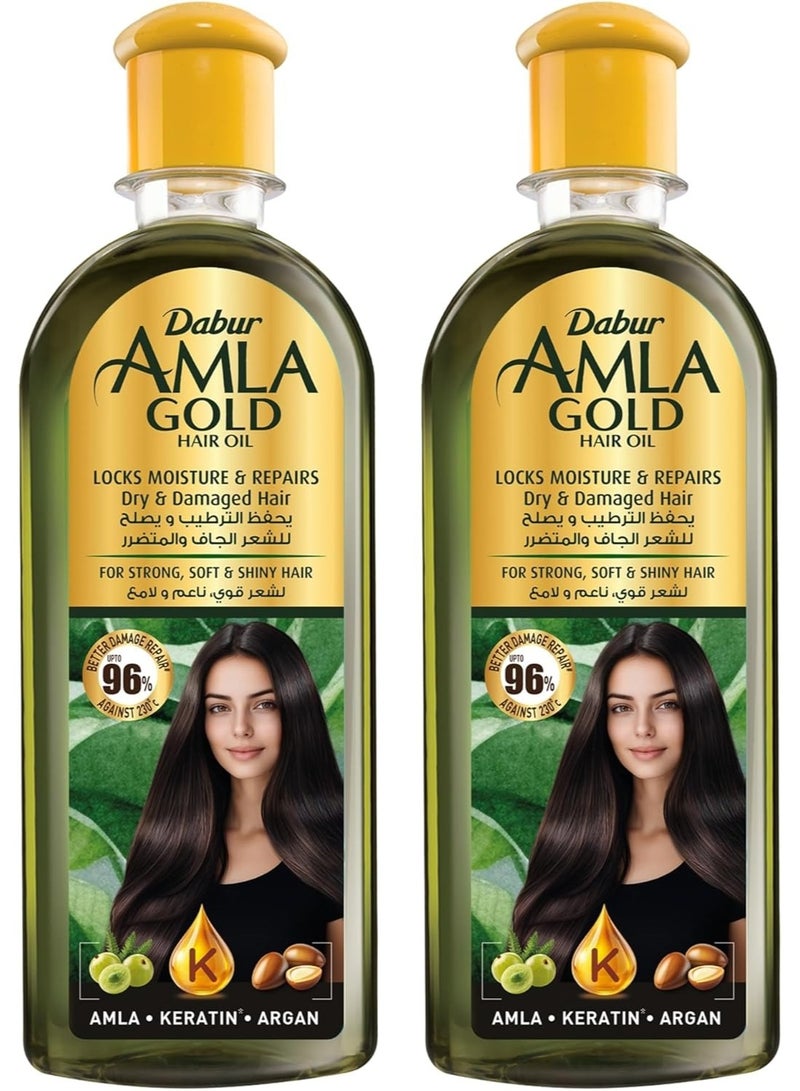 دابر زيت دابر أملا الذهبي للشعر (2 × 200 مل) | لشعر جميل طويل وناعم وقوي | أملا، لوز، وحنة | عناية طبيعية - Image 1