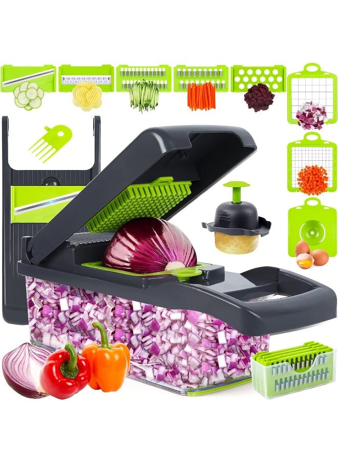 Vegetable Chopper, Pro Onion Chopper, All In One Multifunctional Food Chopper, Kitchen Vegetable Slicer Dicer Cutter, Veggie Chopper With Blades, Carrot And Garlic Chopper With Container