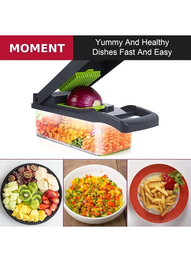 Vegetable Chopper, Pro Onion Chopper, All In One Multifunctional Food Chopper, Kitchen Vegetable Slicer Dicer Cutter, Veggie Chopper With Blades, Carrot And Garlic Chopper With Container